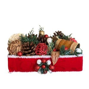Winter Wonderland Christmas Centerpiece Pine Cones Berries Orbs 10 x 7 x 5 in